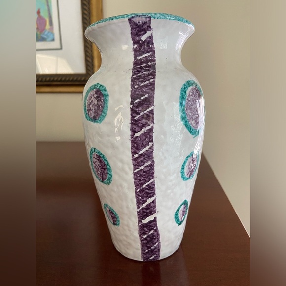 Fratelli Fanciullacci Alla Moda Vintage Italian Sgraffito Vase MCM Polka Dot - Picture 3 of 8